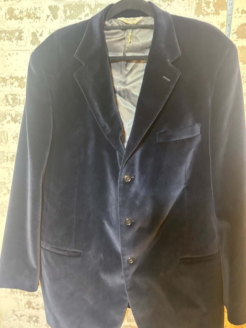 Linea Uomo Dark Blue Velvet Blazer Jacket Size 50 Long
